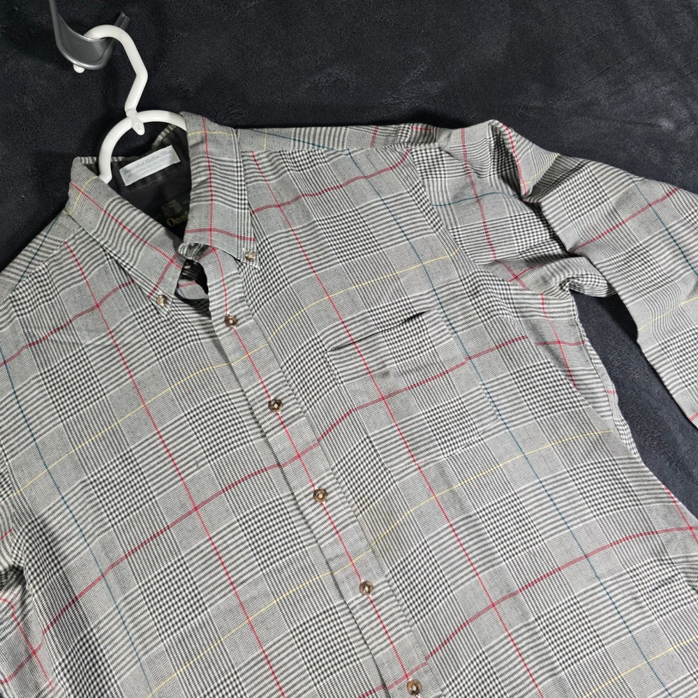 Orvis Plaid Button Down Shirt Long Sleeve Collared‎ Gray Menswear Mens Size L
